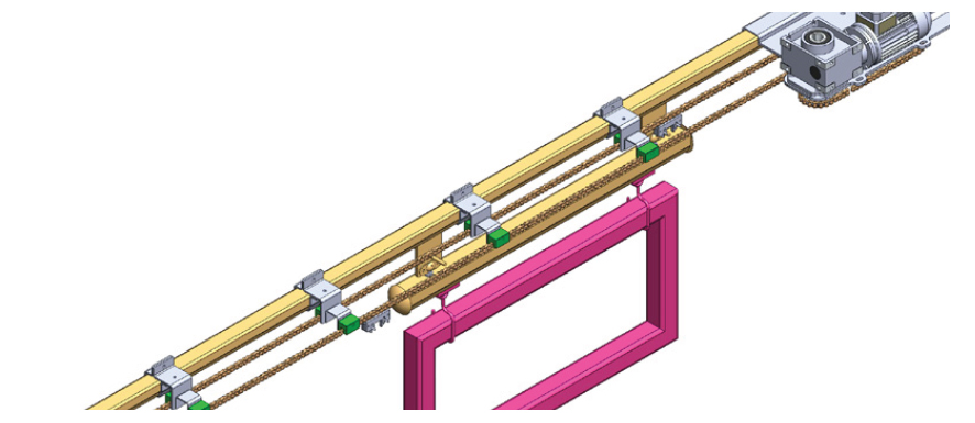 Localised powered travel for manual overhead conveyor